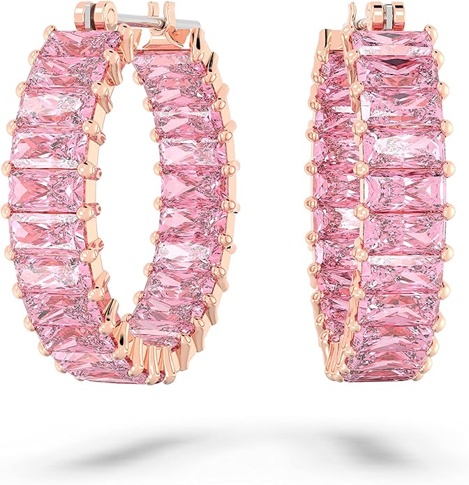 Swarovski Matrix Crystal Hoop Earrings, Blue and Clear Crystals, Rhodium Finish image 1