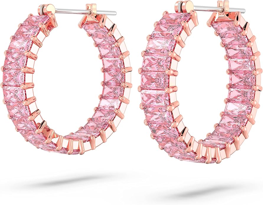 Swarovski Matrix Crystal Hoop Earrings, Blue and Clear Crystals, Rhodium Finish image 3