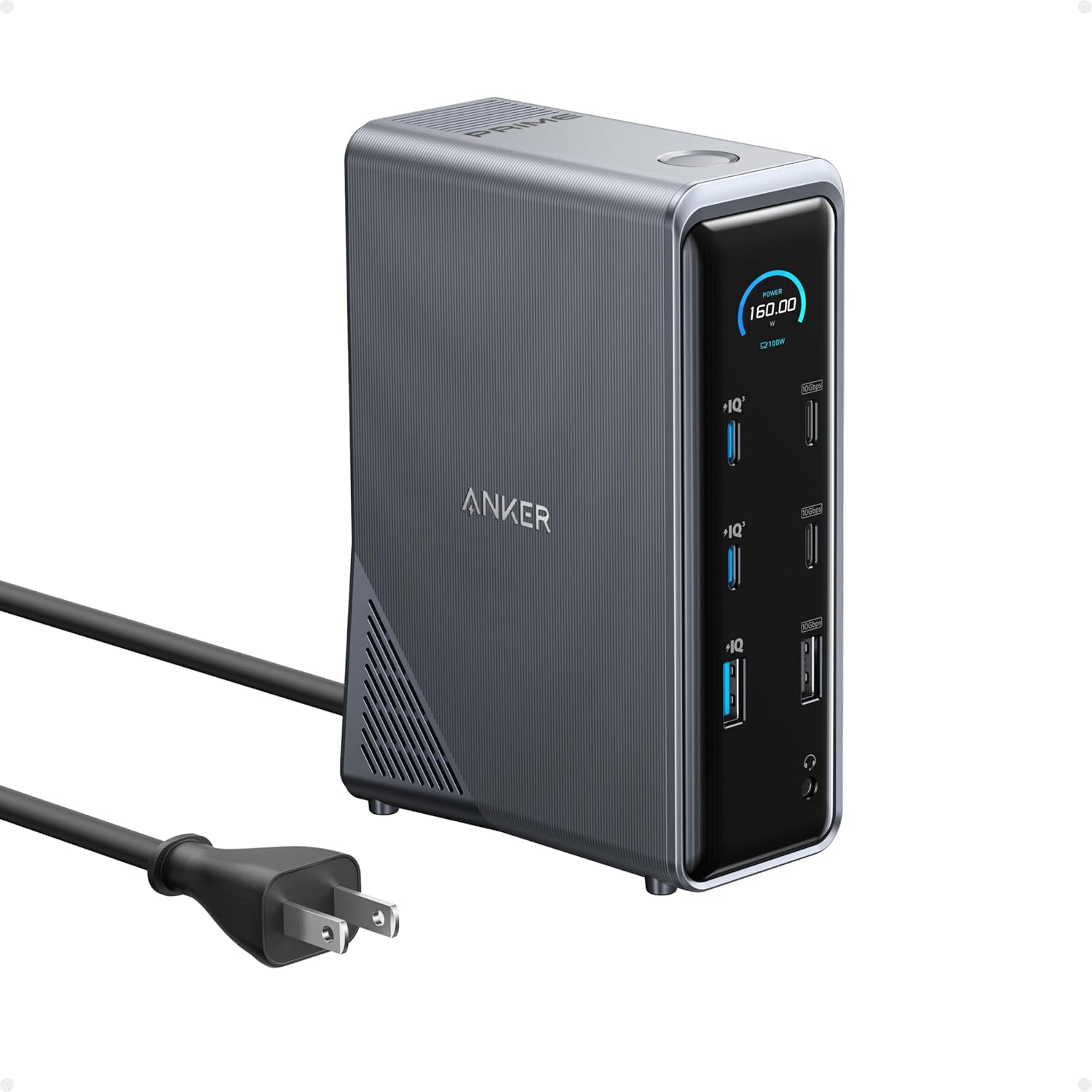 Anker Prime Docking Station, 14-Port with 160W Max Output, 10Gbps Fast Data Transfer, Real-Time Smart Interface, Audio and Ethernet Ports, Dual 4K Displays for Dell, HP, Lenovo and More image 1