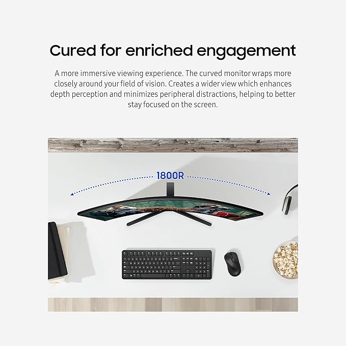 Samsung 27" Essential S3 (S36GD) Series FHD 1800R Curved Computer Monitor, 100Hz, Game Mode, Advanced Eye Comfort, HDMI and D-sub Ports, LS27D366GANXZA, 2024 image 4