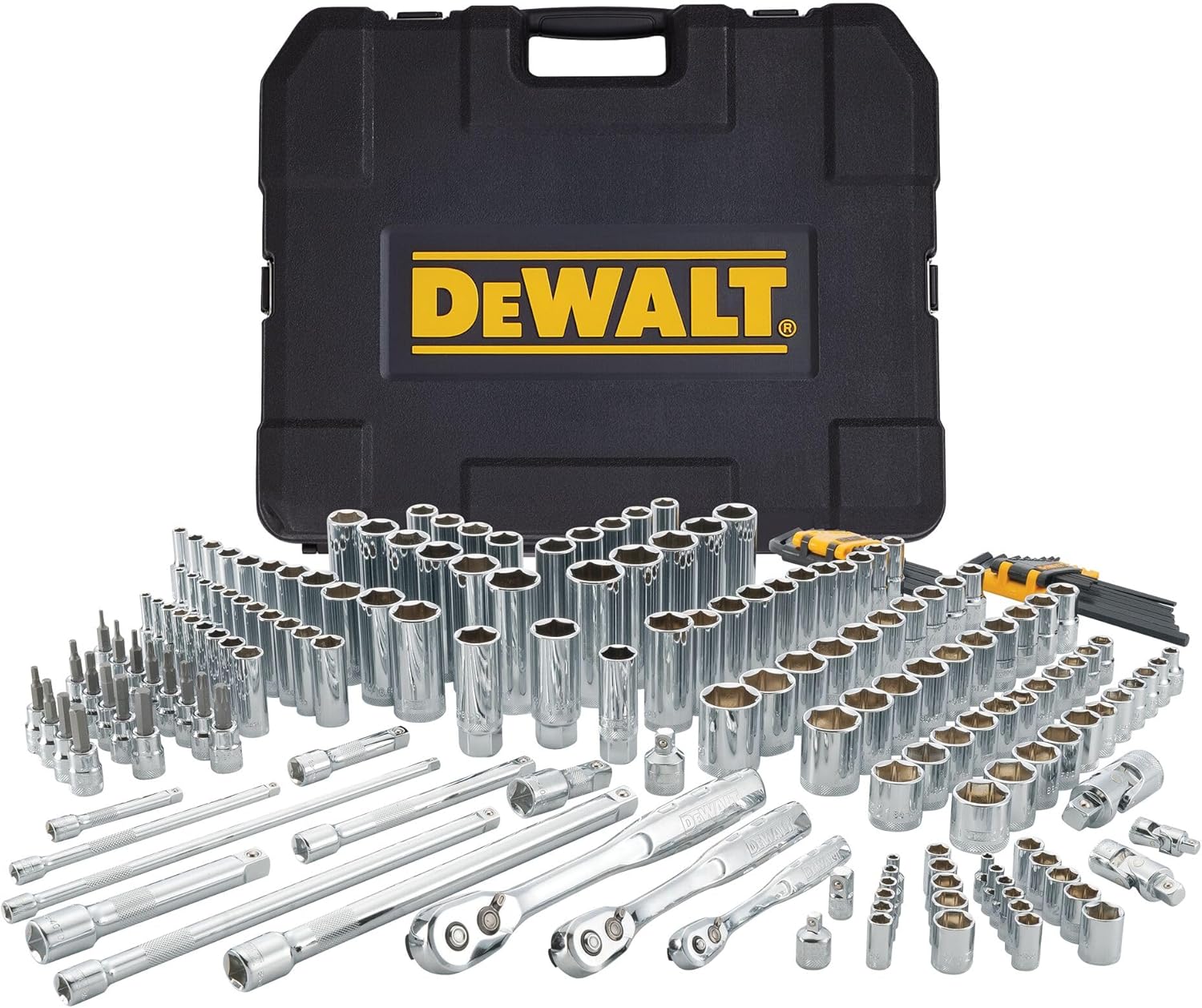 DEWALT Mechanics Tool Set, SAE and Metric Socket Wrench Set, Drive Sizes 1/2, 1/4, 3/8 Socket Set, 192-Piece Tool Box (DWMT75049) image 1