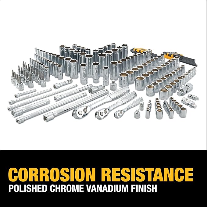 DEWALT Mechanics Tool Set, SAE and Metric Socket Wrench Set, Drive Sizes 1/2, 1/4, 3/8 Socket Set, 192-Piece Tool Box (DWMT75049) image 5