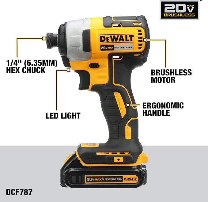 DEWALT 20V MAX Cordless Drill and Impact Driver, Power Drill Brushless 2-Tool Power Tool Combo Kit, Includes 2 Batteries, Charger and Bag (DCK277D2) image 5