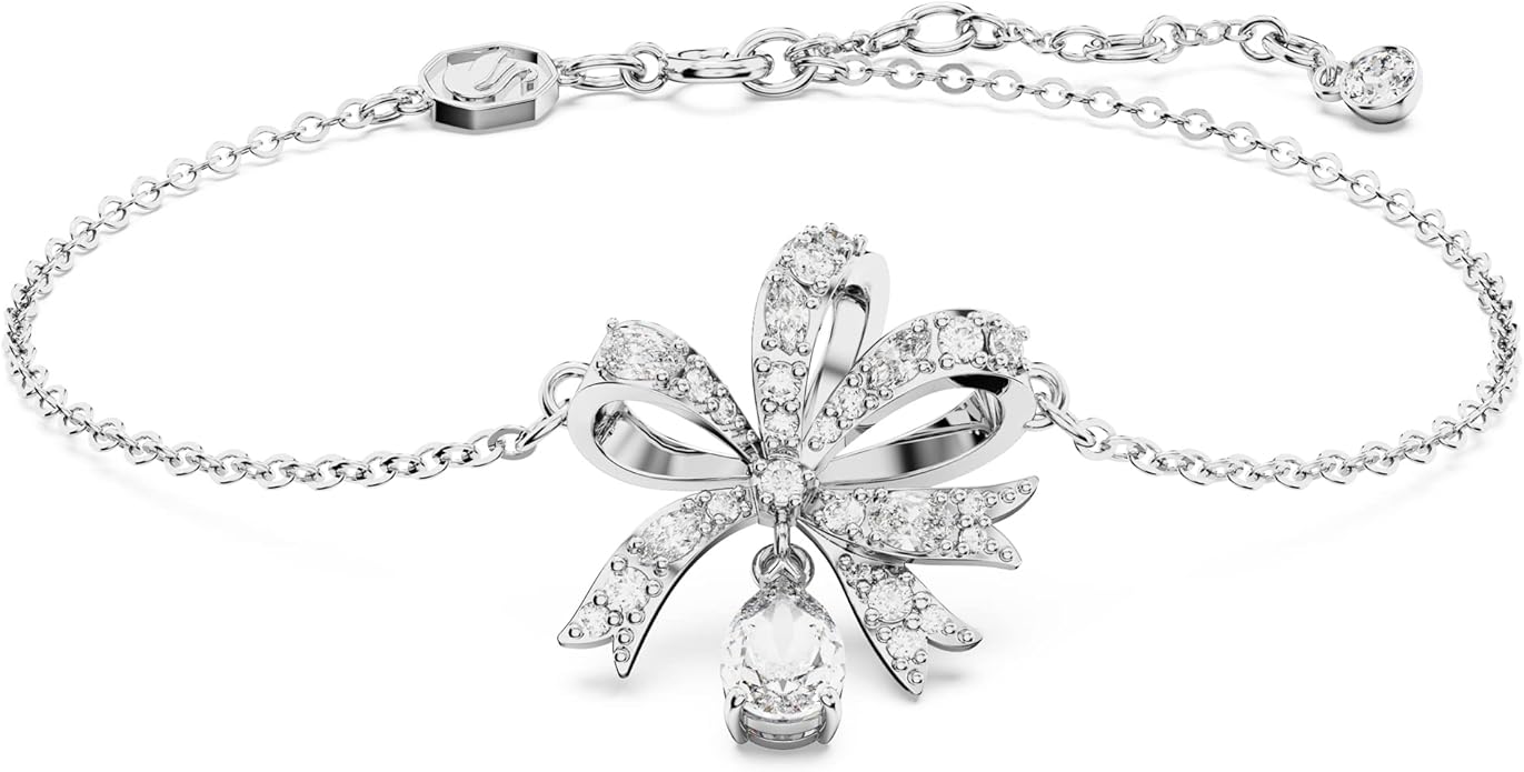 SWAROVSKI Volta Necklace, Earrings, and Bracelets Jewelry Collection, Bow-Inspired Clear Crystals with Rhodium Finish image 1