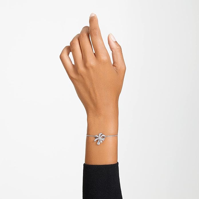 SWAROVSKI Volta Necklace, Earrings, and Bracelets Jewelry Collection, Bow-Inspired Clear Crystals with Rhodium Finish image 5