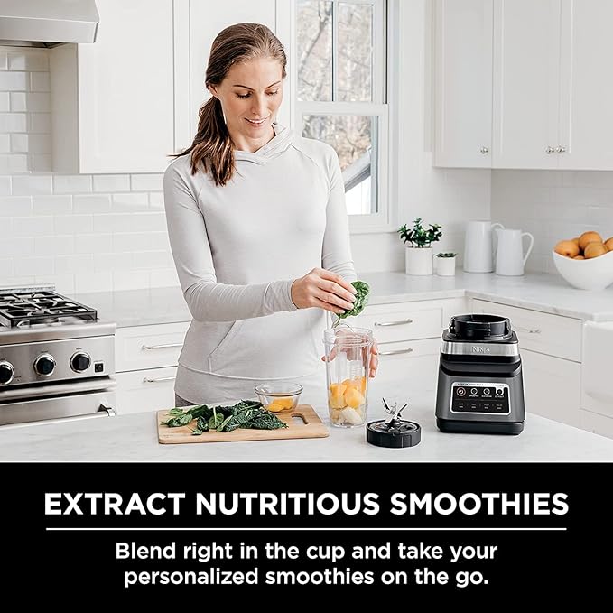 Ninja BN751 Professional Plus DUO Blender, 1400 Peak Watts, 3 Auto-IQ Programs for Smoothies, Frozen Drinks & Nutrient Extractions, 72-oz. Total Crushing Pitcher & (2) 24 oz. To-Go Cups, Black image 4