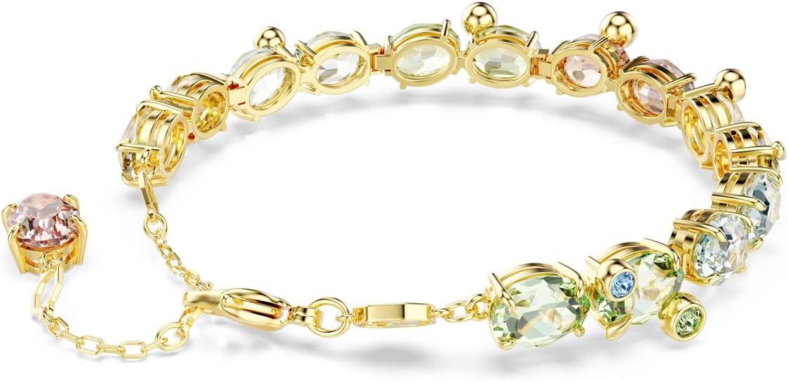 Swarovski Gema Tennis bracelet, Mixed cuts, Multicolored, Gold-tone finish image 5