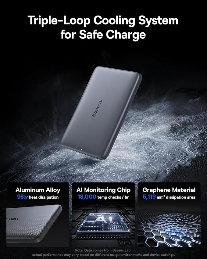 Baseus Picogo Magsafe Portable Charger, Qi2 15W 0.5" Ultra Slim 10000mAh Wireless Power Bank, 27W Fast Charging Magnetic Battery Pack with USB-C for iPhone 17 Pro Max/17 Pro/Air/16/15/14/13/12 image 3