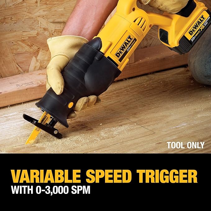 DEWALT 20V MAX Reciprocating Saw, 3,000 Strokes Per Minute, Variable Speed Trigger, Bare Tool Only (DCS380B) image 5
