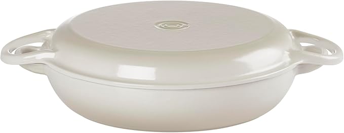 Le Creuset Enameled Cast Iron Multifunction Braiser with Grill Pan Lid, 3.5 qt., Meringue image 2