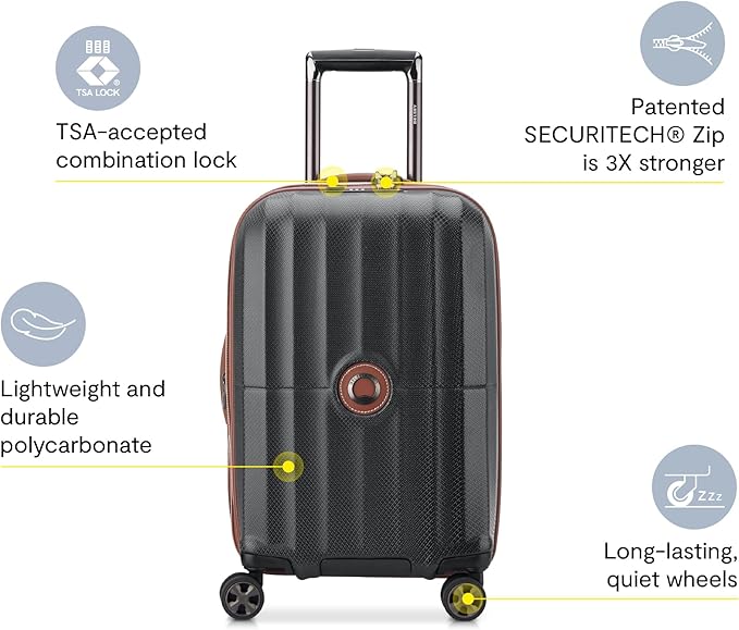 DELSEY PARIS Carrousel Hardside Expandable Luggage with Spinner Wheels, Black, Carry-on 21 Inch image 2
