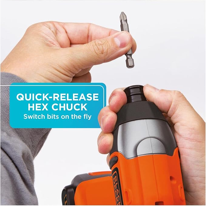 BLACK+DECKER 20V MAX* POWERCONNECT 1/4 in. Cordless Impact Driver Kit (BDCI20C) image 4