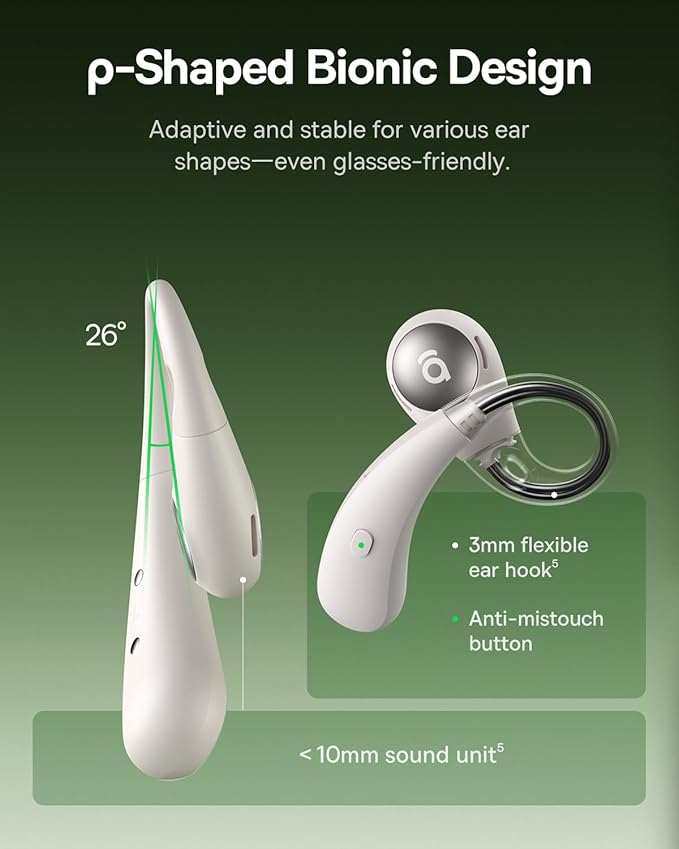 Baseus Eli Sport 2 Open-Ear Headphones Wireless Earbuds,Secure Earhook Sport Design,Ultra-Comfort,4-Mic Clear Calls, IP57 Waterproof,45H Play, Bluetooth 6.0 Earhook Fit Running Workout Gym -Black image 4