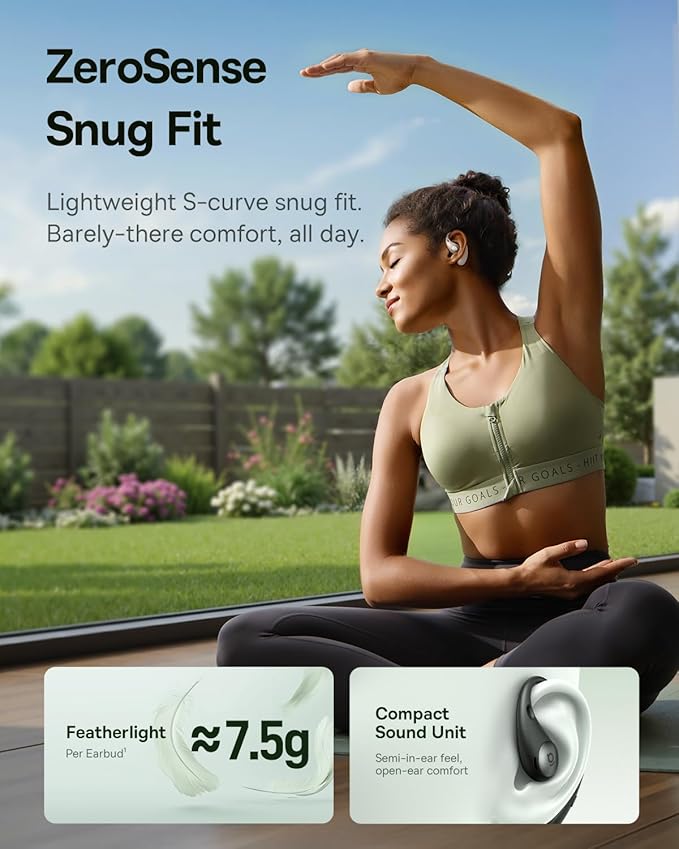 Baseus Eli Sport 2 Open-Ear Headphones Wireless Earbuds,Secure Earhook Sport Design,Ultra-Comfort,4-Mic Clear Calls, IP57 Waterproof,45H Play, Bluetooth 6.0 Earhook Fit Running Workout Gym -Black image 5