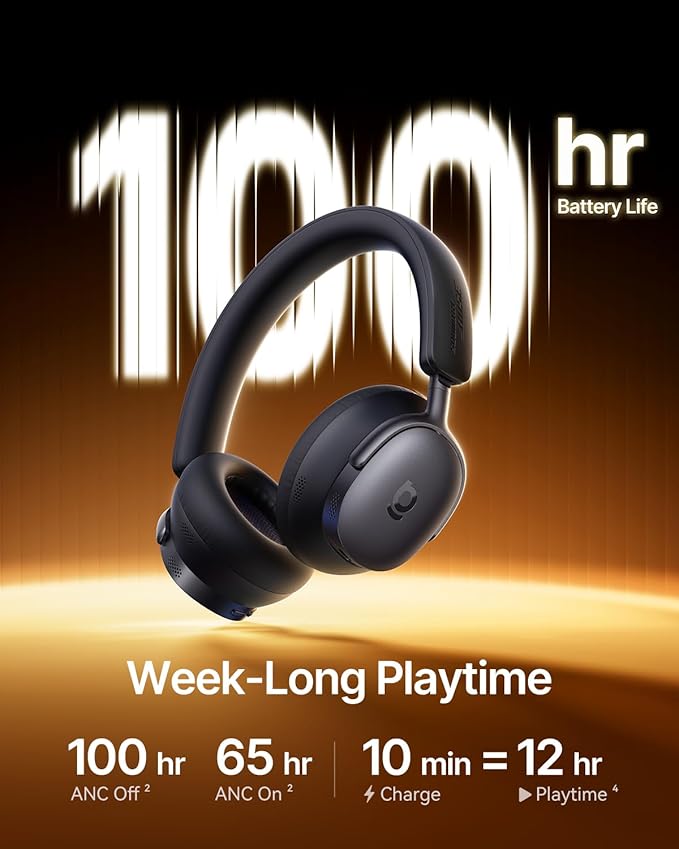 Baseus Inspire XH1 Adaptive Active Noise Cancelling Headphones, Sound by Bose, Dolby Audio, Premium Real-Time Adaptive ANC, Adaptive Tuning Rich Sound, Hi-Res Audio, 100H Playtime - Cosmic Black image 5