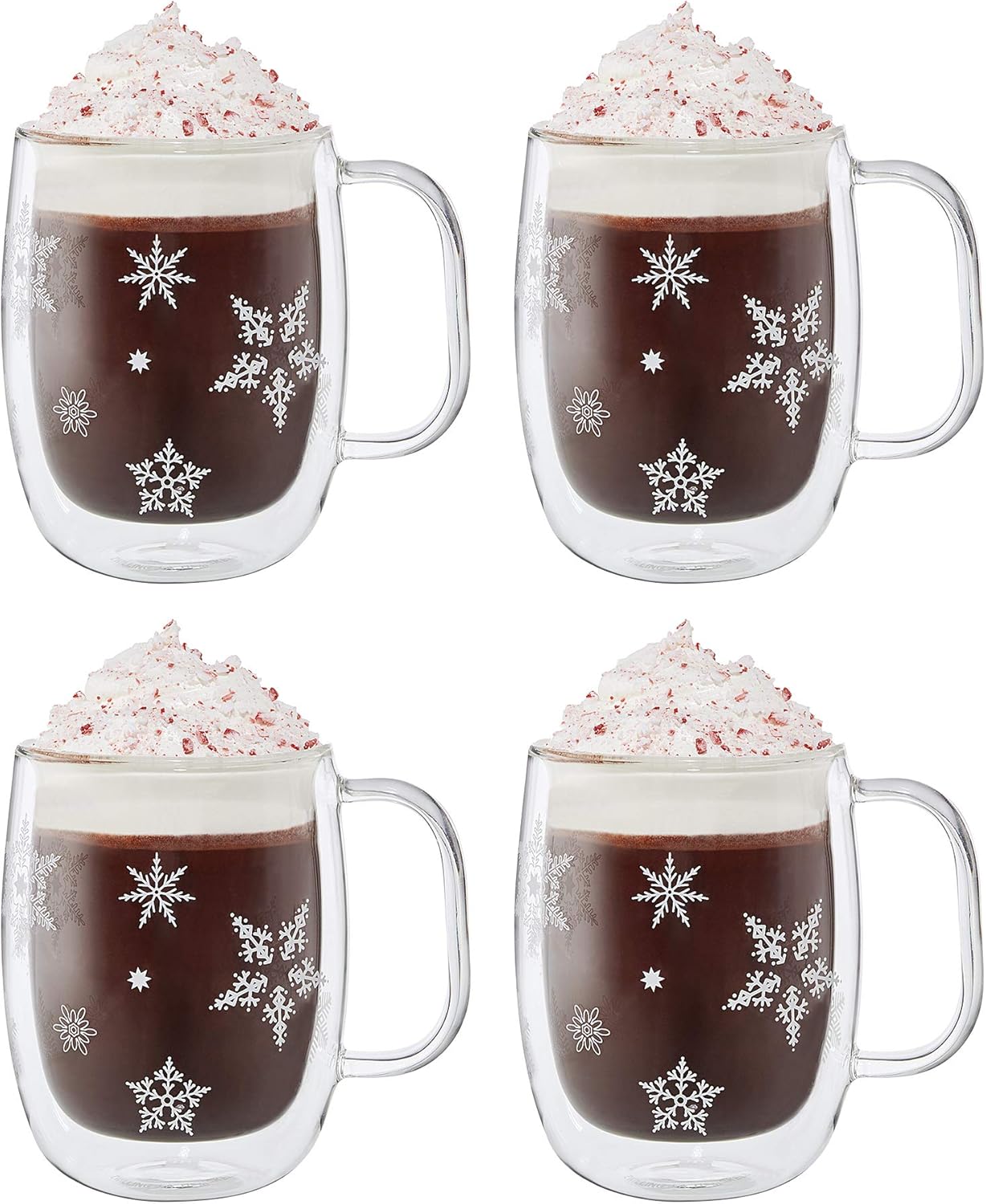 ZWILLING Sorrento Double Wall Glass Snowflake Coffee Mugs, Set of 4, 12oz. Each image 1