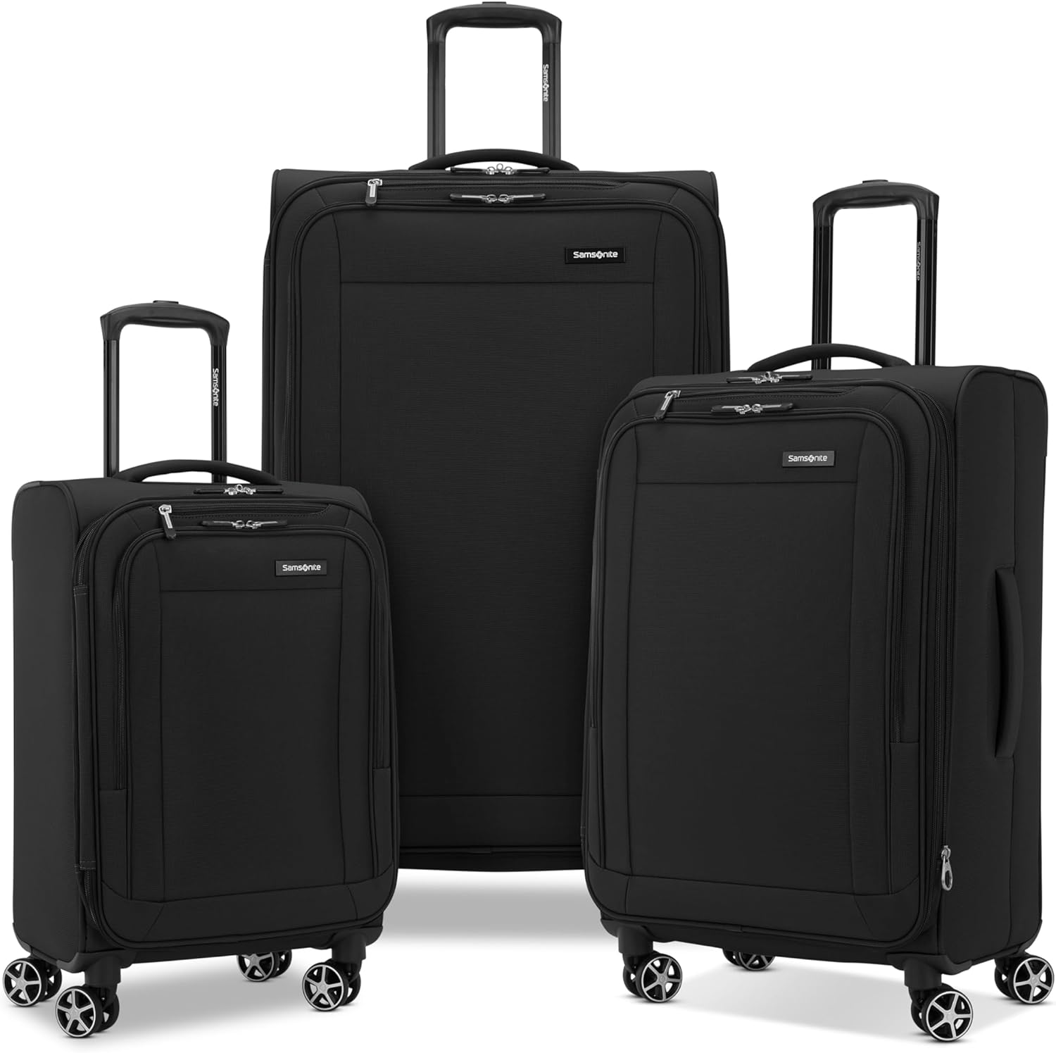 Samsonite Saire LTE Softside Expandable Luggage with Spinner Wheels, Black, 3-Piece Set (Carry On/Medium/Large) image 1