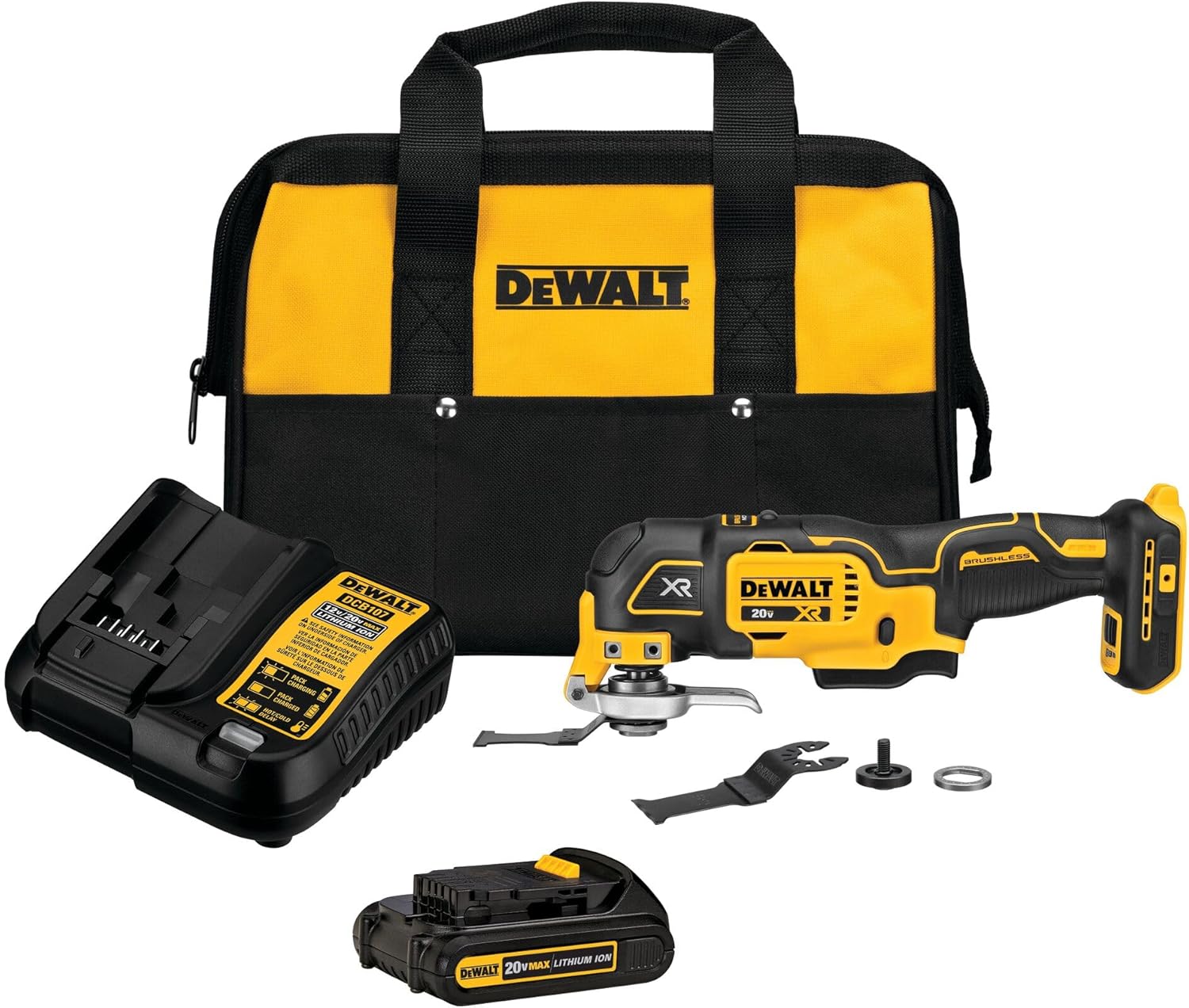 DEWALT 20V MAX XR Oscillating Tool Kit with Blades, 3 Speed Cordless Brushless Multitool, Up to 20,000 OPM, LED Light, Battery and Charger Included (DCS356C1) image 1