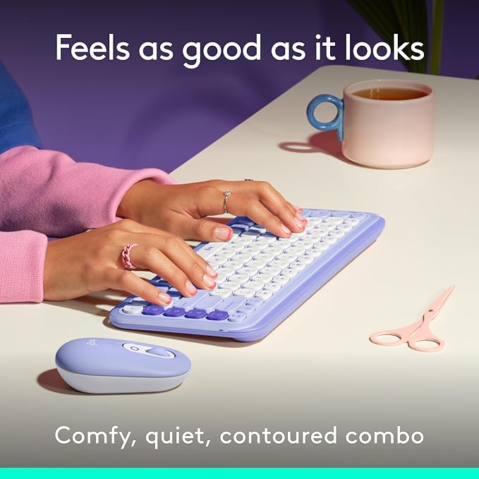 Logitech POP ICON Combo, Bluetooth Keyboard and Mouse Combo, Comfortable Typing, programmable Keys and Buttons, Quiet clicks, Easy-Switch up to 3 Devices - Lilac image 3