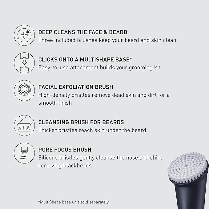 Panasonic MultiShape Facial Brush Head Attachment Kit, Includes 3 Brushes for Facial Exfoliation, Beard Cleansing, and Pore Cleansing, Add to MultiShape Grooming System - ER-CFB1-A image 2