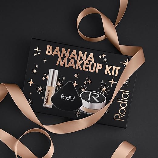 Rodial Banana Makeup Kit - Rodial Deluxe Makeup Gift Set with Banana Lowlighter 0.05 fl oz, Glass Powder 0.2 oz & Powder Puff - Complexion Brightening, Illuminating & Flawless Finish Set image 2