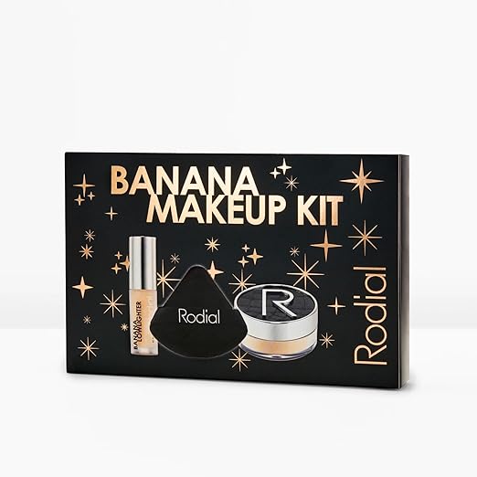 Rodial Banana Makeup Kit - Rodial Deluxe Makeup Gift Set with Banana Lowlighter 0.05 fl oz, Glass Powder 0.2 oz & Powder Puff - Complexion Brightening, Illuminating & Flawless Finish Set image 3