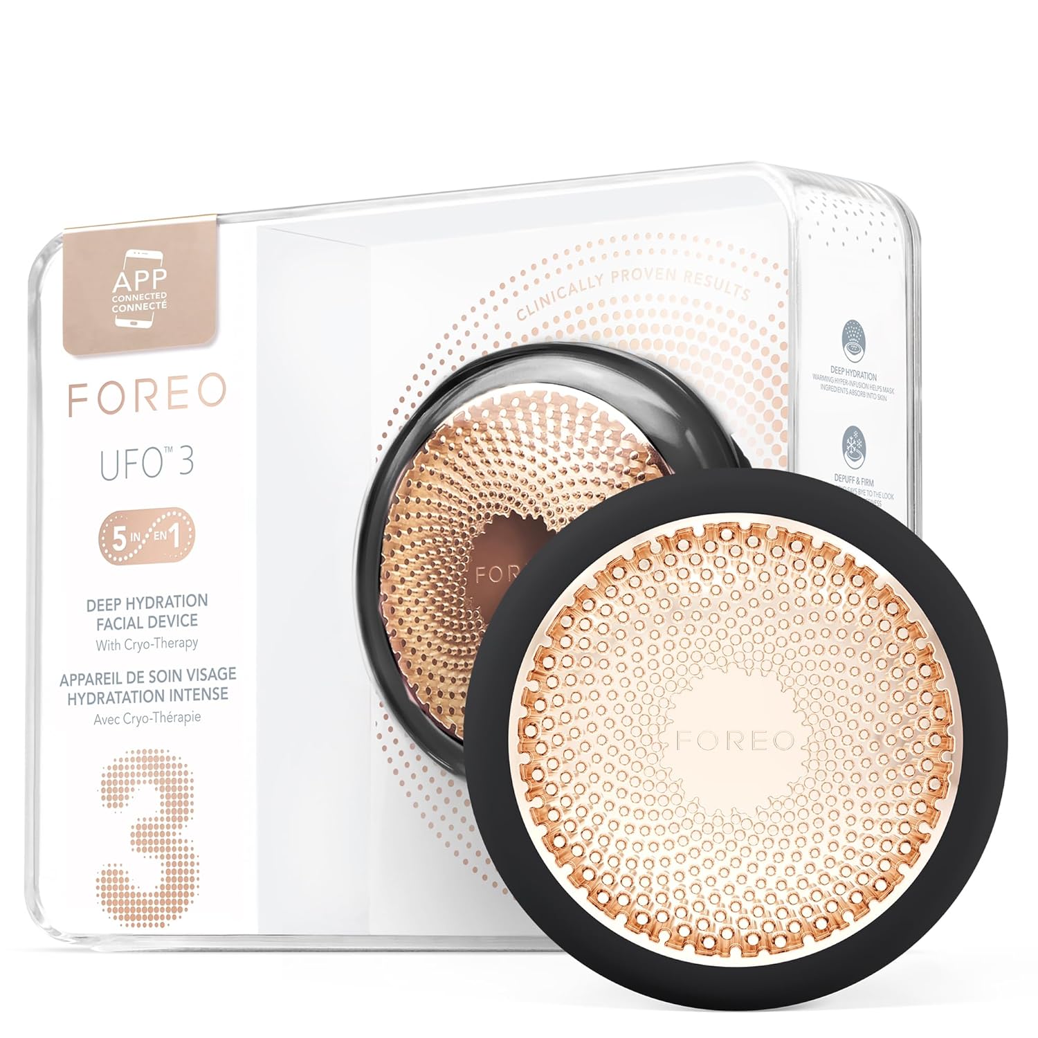 FOREO UFO 3 Deep Face Moisturiser - 5-in-1 Facial Spa - Red Light, Warming, Cooling, Massage, Anti Aging - Face Mask Skin Care - Black image 1