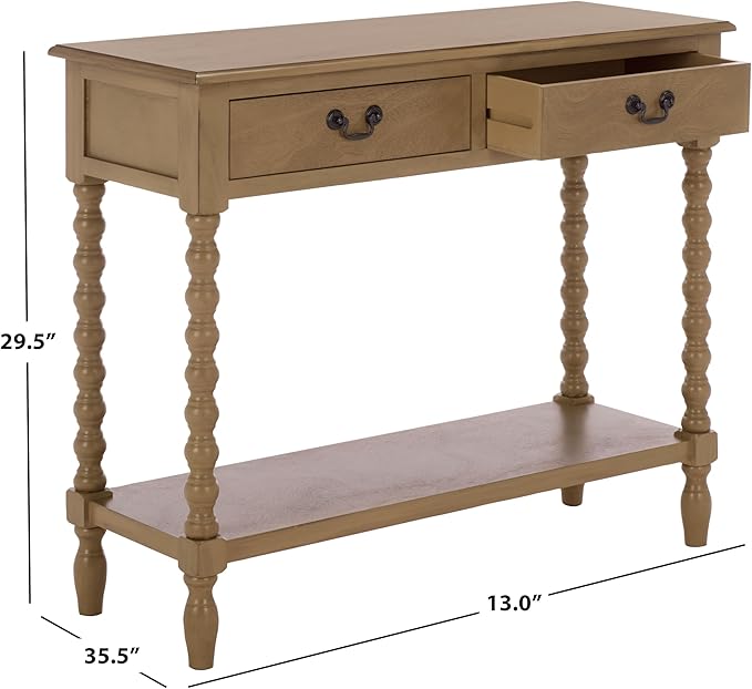 SAFAVIEH Home Collection - Athena Desert Brown Console Table with 2 Drawers and 1 Shelf, Farmhouse Accent Entryway Table (CNS5702F) image 3