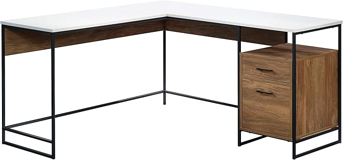 Sauder Tremont Row Modern L-Shaped Desk with Storage, Sindoori Mango Finish image 1
