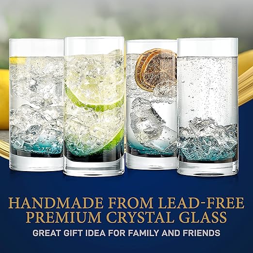 NutriChef 12.5oz Highball Glasses - 4pc Tall Glass Set, Water Glasses, Drinking Glasses, Bar Glassware And Cocktail Mixed Drinks Set, Dishwasher Safe image 2