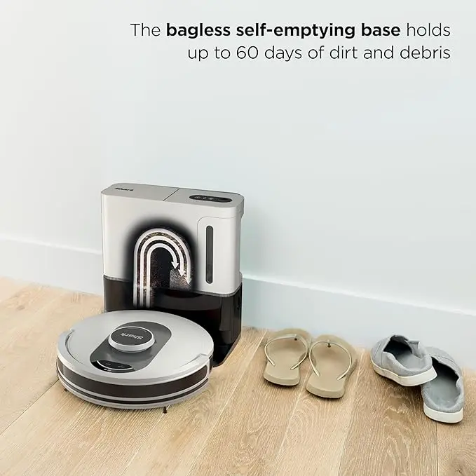 Shark AI Ultra Voice Control Robot Vacuum with Matrix Clean Navigation, Home Mapping, 60-Day Capacity, XL Self-Empty Base for Homes with Pets, Carpet & Hard Floors, Cool Grey image 3