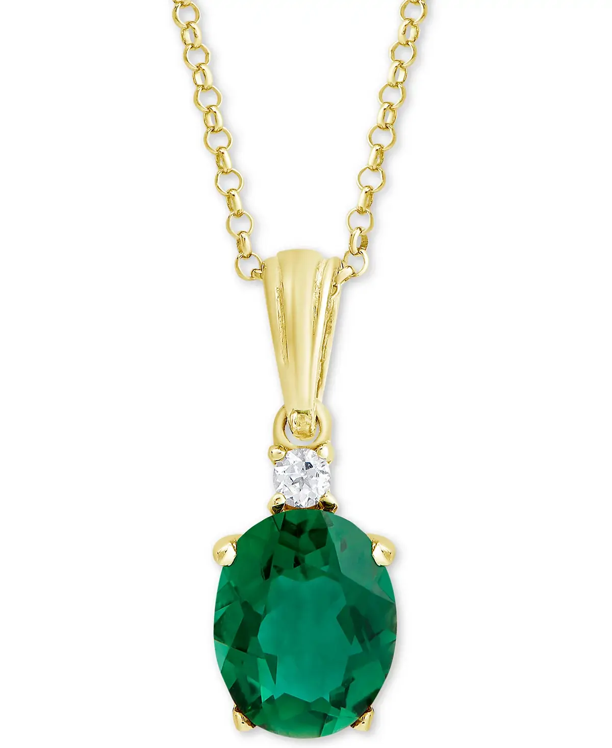 Macy's Green Quartz (2-3/8 ct. t.w.) & White Topaz Accent 18" Pendant Necklace in 18k Gold-Plated Sterling Silver image 1