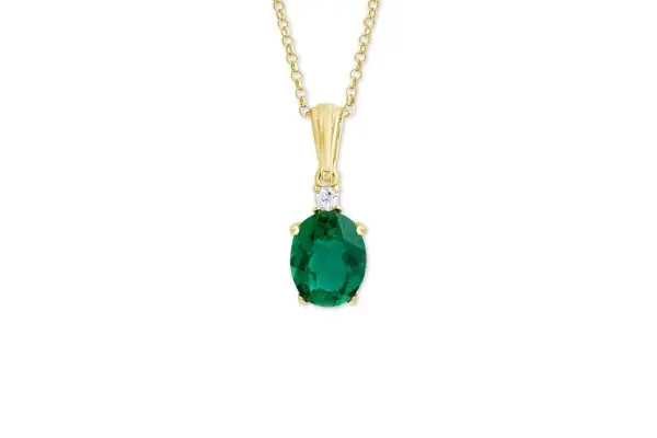 Macy's Green Quartz (2-3/8 ct. t.w.) & White Topaz Accent 18" Pendant Necklace in 18k Gold-Plated Sterling Silver image