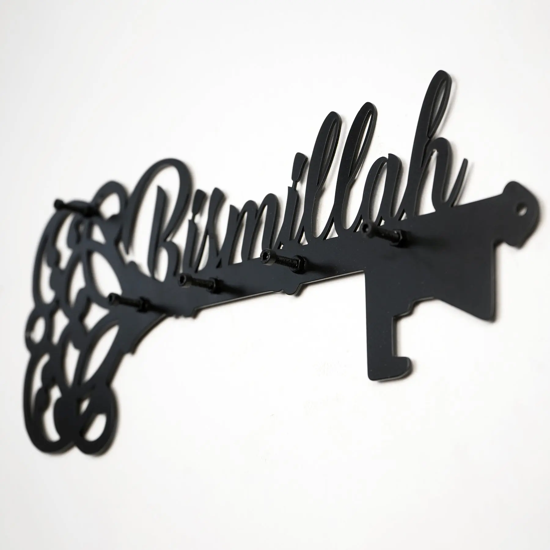Bismillah Key Holder Latin Calligraphy Islamic Wall Art Decor image 8