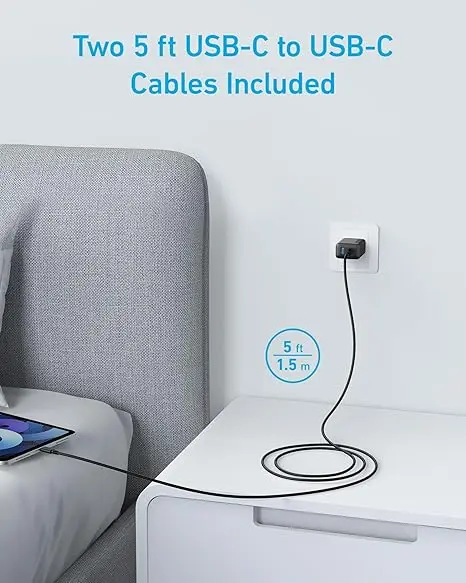 Anker iPhone 16 Charger, 2-Pack 20W Fast USB C Charger Block, for iPhone 16/16 Pro Max/15 Series/iPad Pro and More (Black, 2 Pack & 2 Cable) image 3