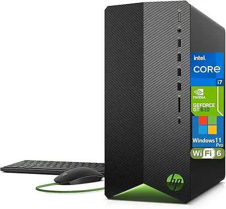 HP Pavilion Desktop Tower Computer, Intel 8-Core i7-11700F up to 4.9GHz, 32GB DDR4 RAM, 1TB PCIe SSD, GeForce GT 610 2GB, WiFi 6, Bluetooth, RJ-45, Type-C, HDMI, KB & Mouse, Windows 11 Pro, WE/PGPY image 1