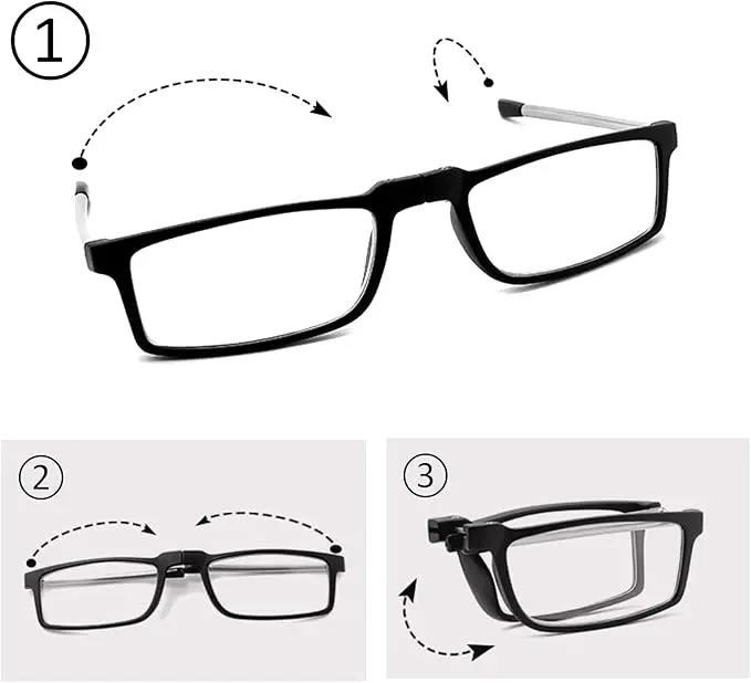Reading Glasses for Women Men, Keychain Bags Compact Folding Readers, Clear Lens Blue light Glasses Spring Hinge image 2