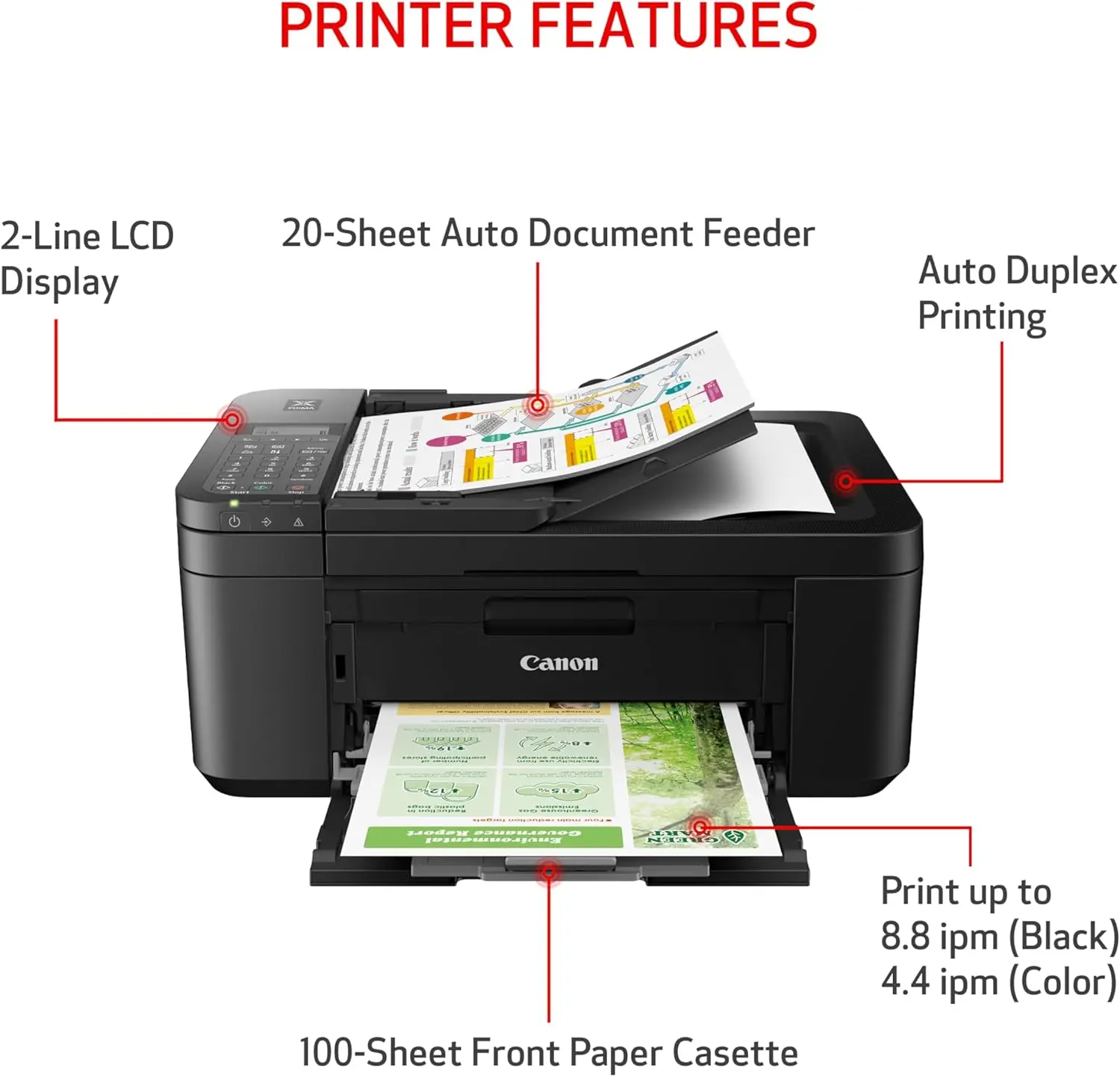 Canon PIXMA TR4720 All-in-One Wireless Printer, Home Use with Auto Document Feeder, Mobile Printing and Built-in Fax, Black image 3