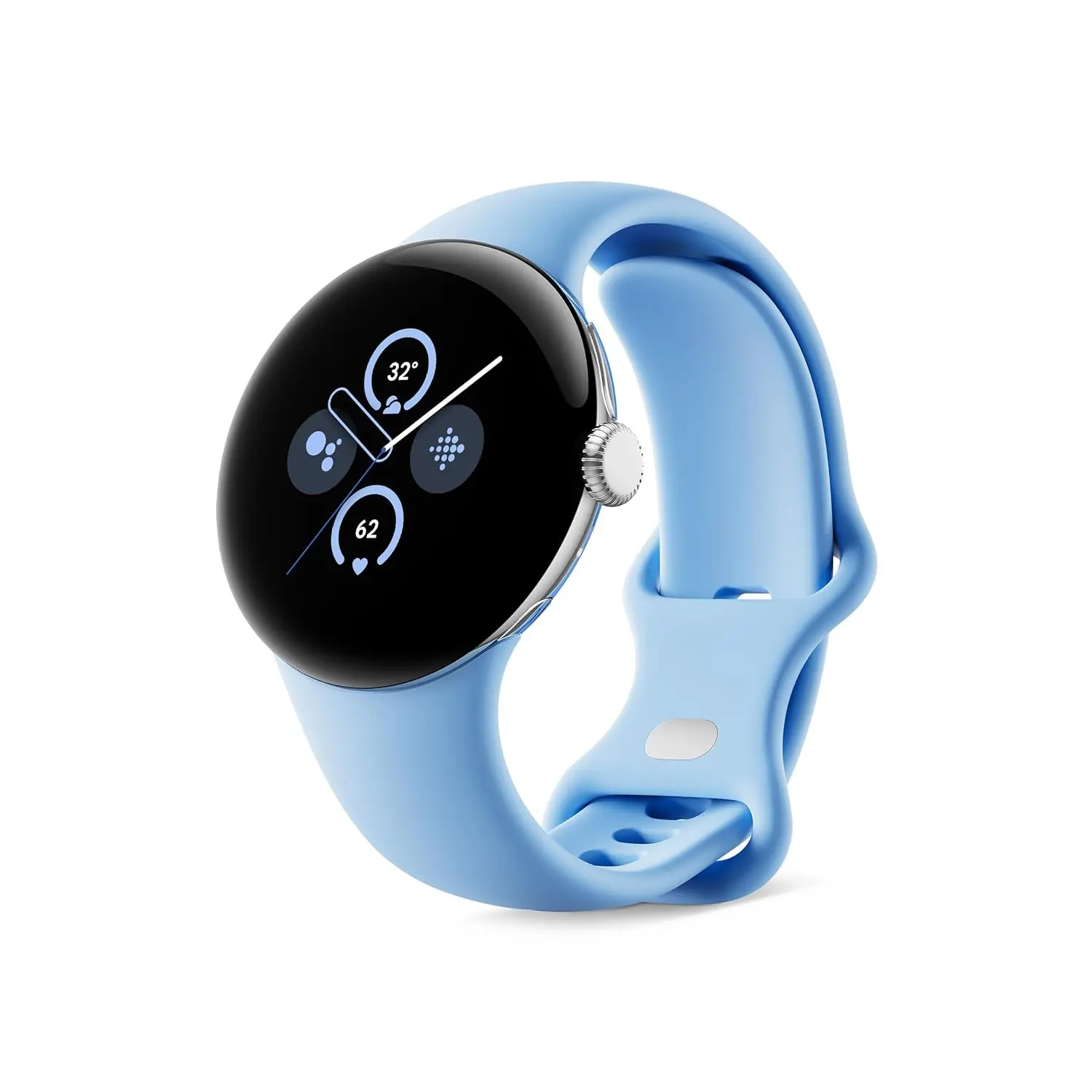 Google Pixel Watch 2 (Previous Model) with the Best of Fitbit - Heart Rate Tracking, Stress Management, Safety Features - Android Smartwatch - Polished Silver Aluminum Case - Bay Active Band - LTE image