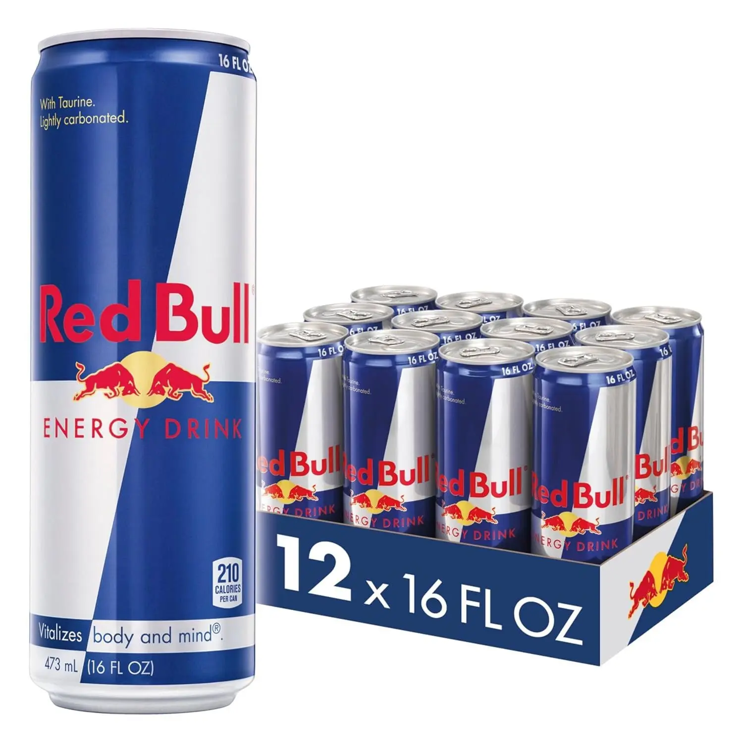 Red Bull Energy Drink with 151mg Caffeine plus Taurine & B Vitamins, 16 Fl Oz, Pack of 12 Cans image 1