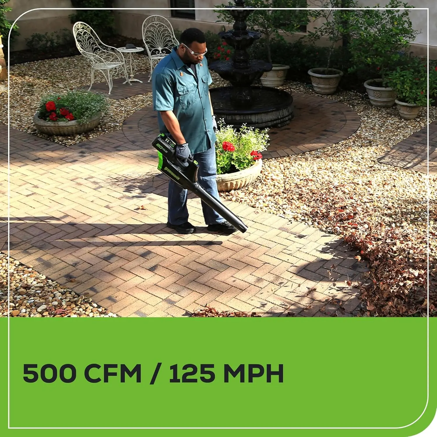 Greenworks 80V 21” Brushless (Push) Cordless Electric Lawn Mower + (500 CFM) Axial Leaf Blower (75+ Compatible Tools), (2) 2.0Ah Batteries and 30 Minute Rapid Charger image 9