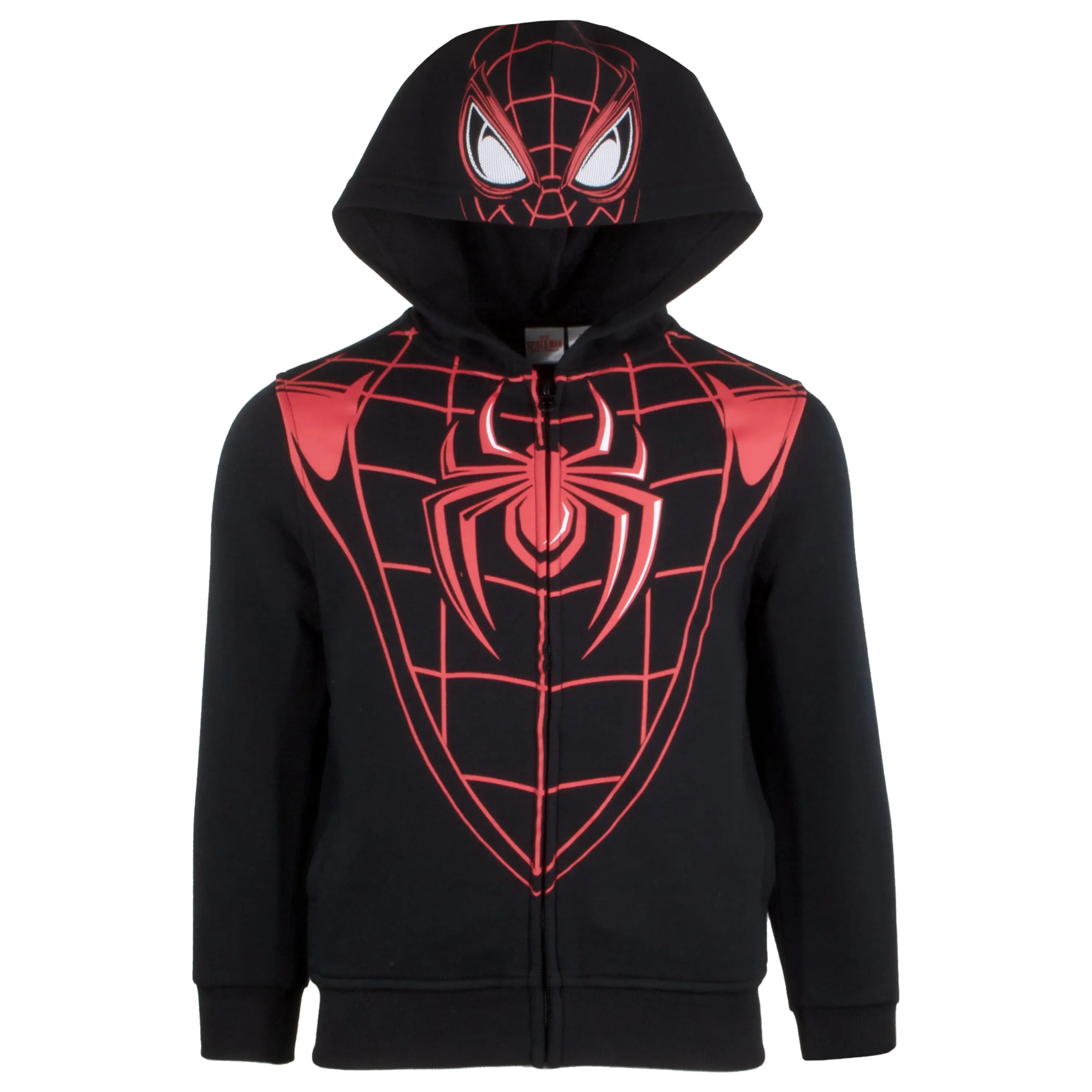 Marvel Avengers Boys Zip-Up Hooded Cosplay Sweatshirt, Black Panther, Hulk, or Miles Morales Spider-Man (Miles Morales, Size 14/16) image 1