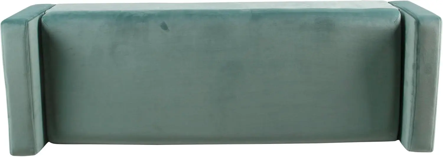 HomePop Home Decor | Upholstered Modern Velvet Storage Ottoman Bench | Ottoman Bench with Storage for Living Room & Bedroom | Decorative Home Furniture, Aqua Blue image 5