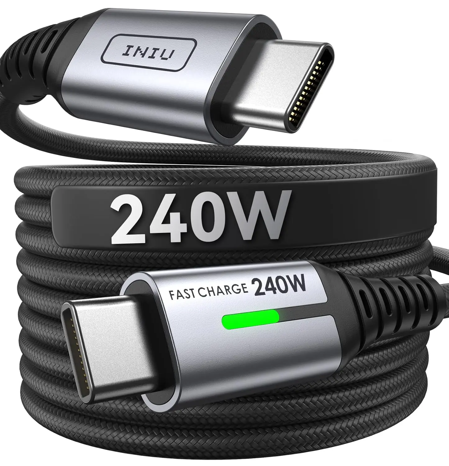 INIU USB C to USB C Cable, 240W Fast Charging [6.6ft, 2-Pack] Type C Charger Cord, Braided USBC Phone Charger Cable for iPhone 16 15 Pro Samsung S24 S23 Laptops MacBook iPad Switch Steam Deck etc. image 9