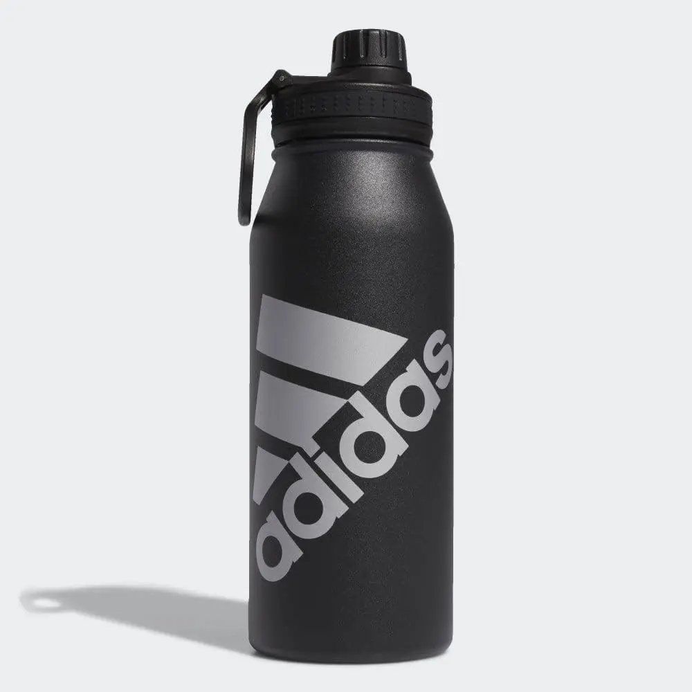 adidas 1 Liter (32 oz) Metal Water Bottle, Hot/Cold Double-Walled Insulated 18/8 Stainless Steel, Black/Silver Metallic, 32 Ounces image 3
