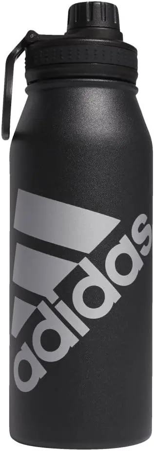 adidas 1 Liter (32 oz) Metal Water Bottle, Hot/Cold Double-Walled Insulated 18/8 Stainless Steel, Black/Silver Metallic, 32 Ounces image 7
