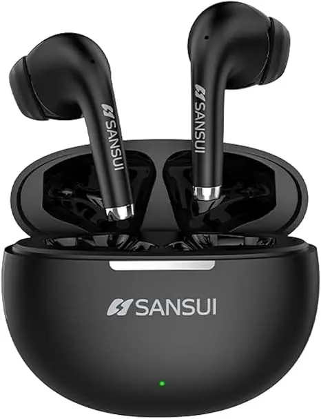 SANSUI W6 True Wireless Earbuds,Active Noise Cancellation,13mm Drivers with Big Bass,Bluetooth 5.4,30H Long Playtime,IPX7 Water-Resistant,Bluetooth Earbuds for Laptop Pad Phones Sports,Black image 1