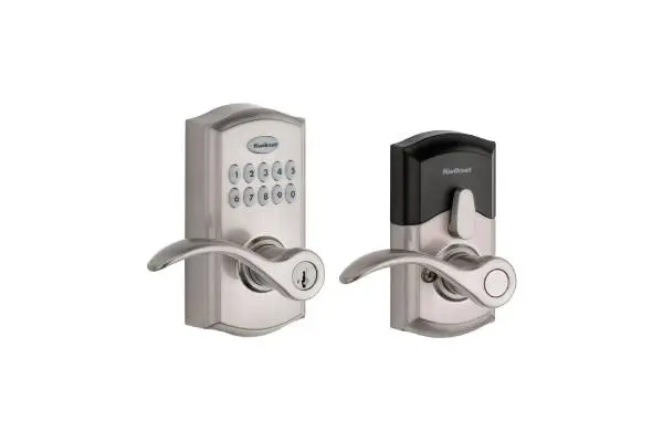 Kwikset SmartCode 955 Pembroke Light Commercial 10-Button Keypad Electronic Lever, Convenient Keyless Entry, 3-Year Batter Life and High Traffic Durability in Satin Nickel image
