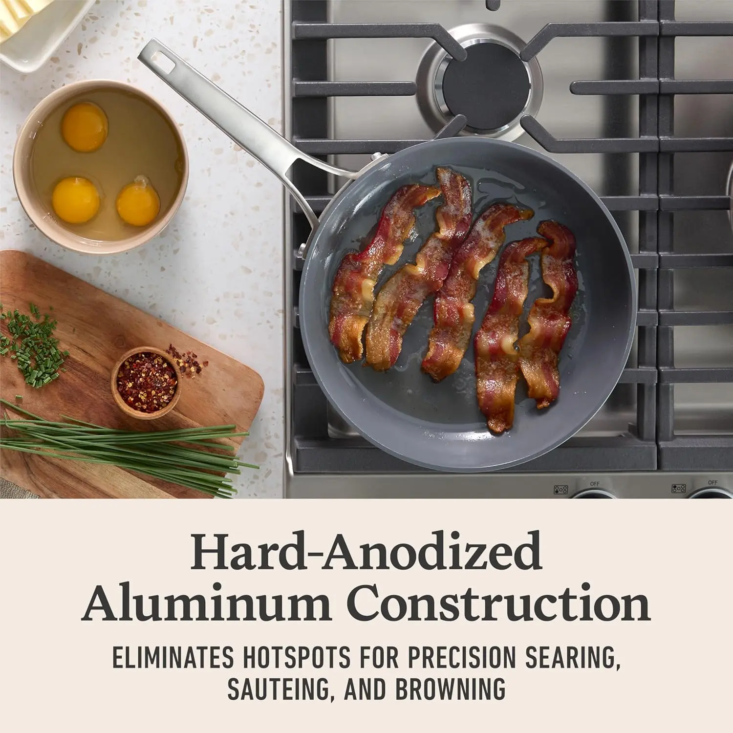 Calphalon® Premier Ceramic Nonstick 8" and 10" Frying Pan Set, Mushroom Grey image 3