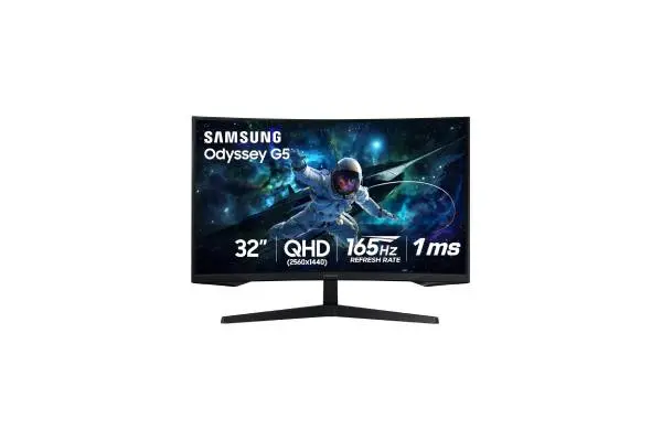 SAMSUNG 32" Odyssey G55C Series QHD 1000R Curved Gaming Monitor, 1ms(MPRT), HDR10, 165Hz, AMD Radeon FreeSync, Eye Care, Glare Free, Sharp Resolution LS32CG550ENXZA image